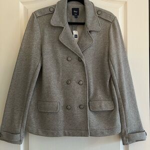 NWT New Gap Gray Sweater Double Breasted Jacket Large XL
